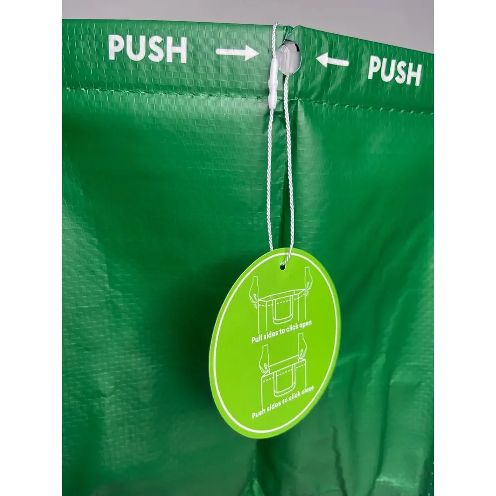 Set of 3 — Whole Foods Green Click N' Stay Collapsable Stand Up Grocery Tote Bag